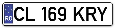 Placuta inmatriculare numar auto  CL-169-KRY, CL 169 KRY, CL169KRY