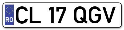 Placuta inmatriculare numar auto  CL-17-QGV, CL 17 QGV, CL17QGV