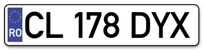 Placuta inmatriculare numar auto  CL-178-DYX, CL 178 DYX, CL178DYX