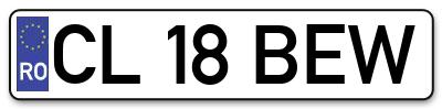 Placuta inmatriculare numar auto  CL-18-BEW, CL 18 BEW, CL18BEW