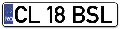 Placuta inmatriculare numar auto  CL-18-BSL, CL 18 BSL, CL18BSL