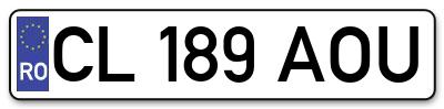 Placuta inmatriculare numar auto  CL-189-AOU, CL 189 AOU, CL189AOU
