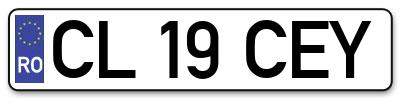Placuta inmatriculare numar auto  CL-19-CEY, CL 19 CEY, CL19CEY
