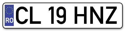 Placuta inmatriculare numar auto  CL-19-HNZ, CL 19 HNZ, CL19HNZ