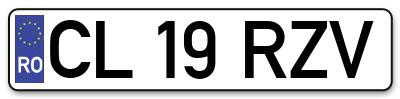 Placuta inmatriculare numar auto  CL-19-RZV, CL 19 RZV, CL19RZV