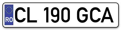 Placuta inmatriculare numar auto  CL-190-GCA, CL 190 GCA, CL190GCA