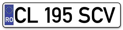 Placuta inmatriculare numar auto  CL-195-SCV, CL 195 SCV, CL195SCV