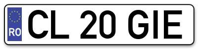 Placuta inmatriculare numar auto  CL-20-GIE, CL 20 GIE, CL20GIE