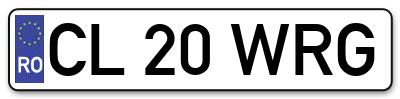 Placuta inmatriculare numar auto  CL-20-WRG, CL 20 WRG, CL20WRG