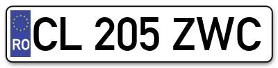 Placuta inmatriculare numar auto  CL-205-ZWC, CL 205 ZWC, CL205ZWC