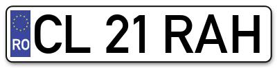 Placuta inmatriculare numar auto  CL-21-RAH, CL 21 RAH, CL21RAH