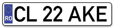 Placuta inmatriculare numar auto  CL-22-AKE, CL 22 AKE, CL22AKE