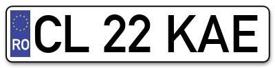 Placuta inmatriculare numar auto  CL-22-KAE, CL 22 KAE, CL22KAE