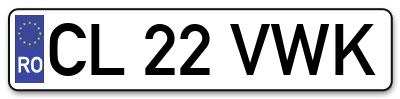 Placuta inmatriculare numar auto  CL-22-VWK, CL 22 VWK, CL22VWK