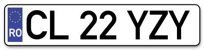 Placuta inmatriculare numar auto  CL-22-YZY, CL 22 YZY, CL22YZY