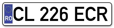 Placuta inmatriculare numar auto  CL-226-ECR, CL 226 ECR, CL226ECR