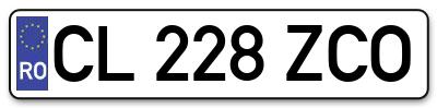 Placuta inmatriculare numar auto  CL-228-ZCO, CL 228 ZCO, CL228ZCO