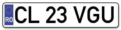 Placuta inmatriculare numar auto  CL-23-VGU, CL 23 VGU, CL23VGU