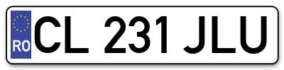 Placuta inmatriculare numar auto  CL-231-JLU, CL 231 JLU, CL231JLU