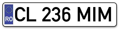 Placuta inmatriculare numar auto  CL-236-MIM, CL 236 MIM, CL236MIM