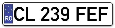 Placuta inmatriculare numar auto  CL-239-FEF, CL 239 FEF, CL239FEF