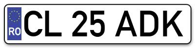 Placuta inmatriculare numar auto  CL-25-ADK, CL 25 ADK, CL25ADK