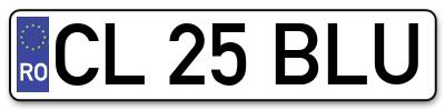 Placuta inmatriculare numar auto  CL-25-BLU, CL 25 BLU, CL25BLU