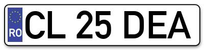 Placuta inmatriculare numar auto  CL-25-DEA, CL 25 DEA, CL25DEA