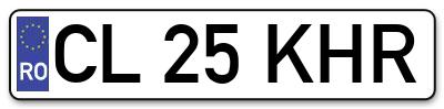 Placuta inmatriculare numar auto  CL-25-KHR, CL 25 KHR, CL25KHR