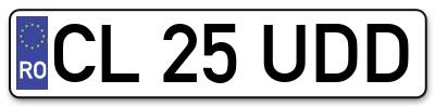 Placuta inmatriculare numar auto  CL-25-UDD, CL 25 UDD, CL25UDD