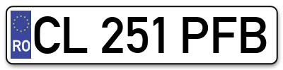 Placuta inmatriculare numar auto  CL-251-PFB, CL 251 PFB, CL251PFB