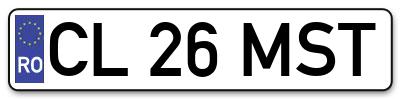 Placuta inmatriculare numar auto  CL-26-MST, CL 26 MST, CL26MST