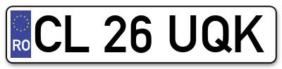 Placuta inmatriculare numar auto  CL-26-UQK, CL 26 UQK, CL26UQK