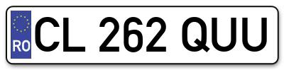 Placuta inmatriculare numar auto  CL-262-QUU, CL 262 QUU, CL262QUU