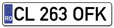 Placuta inmatriculare numar auto  CL-263-OFK, CL 263 OFK, CL263OFK