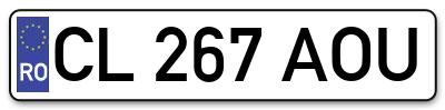 Placuta inmatriculare numar auto  CL-267-AOU, CL 267 AOU, CL267AOU