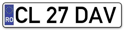 Placuta inmatriculare numar auto  CL-27-DAV, CL 27 DAV, CL27DAV