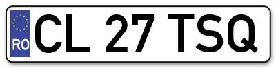 Placuta inmatriculare numar auto  CL-27-TSQ, CL 27 TSQ, CL27TSQ