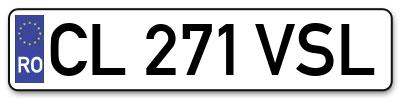 Placuta inmatriculare numar auto  CL-271-VSL, CL 271 VSL, CL271VSL