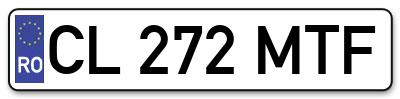 Placuta inmatriculare numar auto  CL-272-MTF, CL 272 MTF, CL272MTF