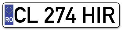 Placuta inmatriculare numar auto  CL-274-HIR, CL 274 HIR, CL274HIR