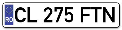 Placuta inmatriculare numar auto  CL-275-FTN, CL 275 FTN, CL275FTN