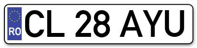 Placuta inmatriculare numar auto  CL-28-AYU, CL 28 AYU, CL28AYU