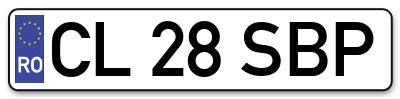 Placuta inmatriculare numar auto  CL-28-SBP, CL 28 SBP, CL28SBP