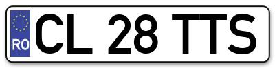 Placuta inmatriculare numar auto  CL-28-TTS, CL 28 TTS, CL28TTS