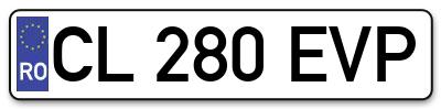 Placuta inmatriculare numar auto  CL-280-EVP, CL 280 EVP, CL280EVP