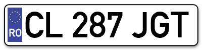 Placuta inmatriculare numar auto  CL-287-JGT, CL 287 JGT, CL287JGT