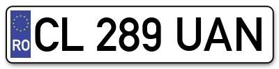 Placuta inmatriculare numar auto  CL-289-UAN, CL 289 UAN, CL289UAN