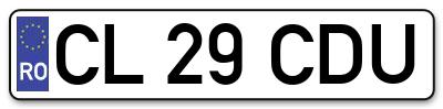 Placuta inmatriculare numar auto  CL-29-CDU, CL 29 CDU, CL29CDU