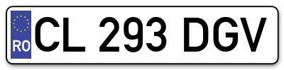 Placuta inmatriculare numar auto  CL-293-DGV, CL 293 DGV, CL293DGV